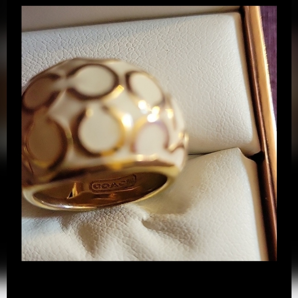 Coach Gold and Brown Women's Ring (Size 6) - Picture 5 of 5